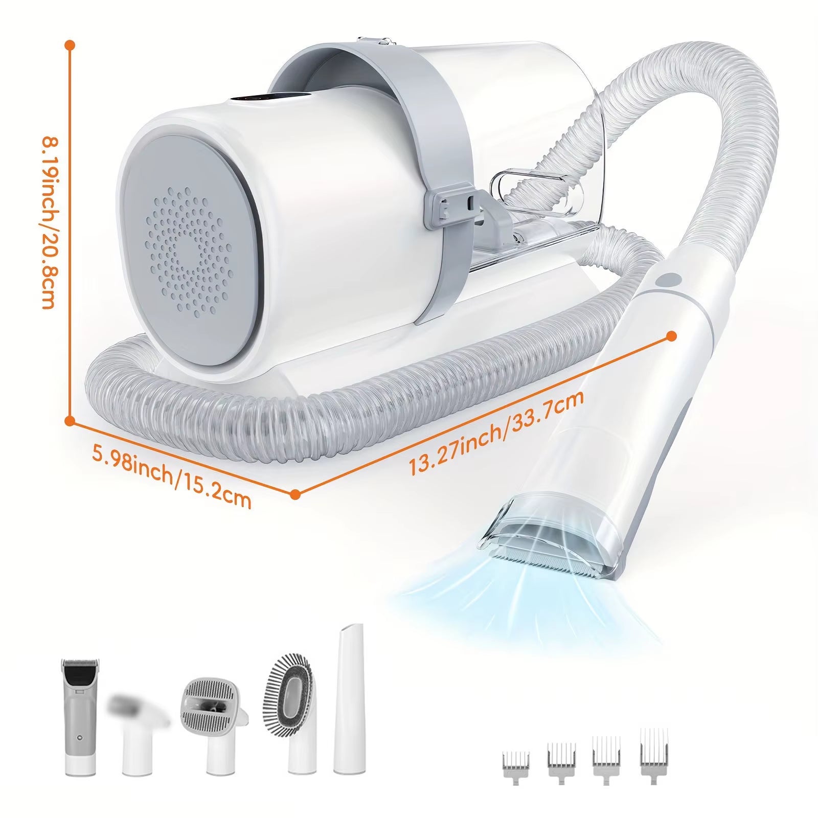 5-In-1 Dog Grooming Vacuum Kit Strong Pet Hair Removal Professional Clippers 6 Guide Combs Pet Grooming Tools for Dogs Cats