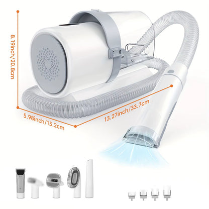 5-In-1 Dog Grooming Vacuum Kit Strong Pet Hair Removal Professional Clippers 6 Guide Combs Pet Grooming Tools for Dogs Cats