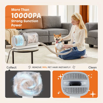 5-In-1 Dog Grooming Vacuum Kit Strong Pet Hair Removal Professional Clippers 6 Guide Combs Pet Grooming Tools for Dogs Cats