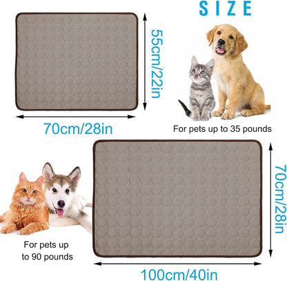 Dog Cooling Mat, Cooling Mat for Dogs and Cats, Portable & Washable Summer Self Cooling Pads, Super Absorbent Ice Pet Cool Pad (22IN28IN, Coffee)