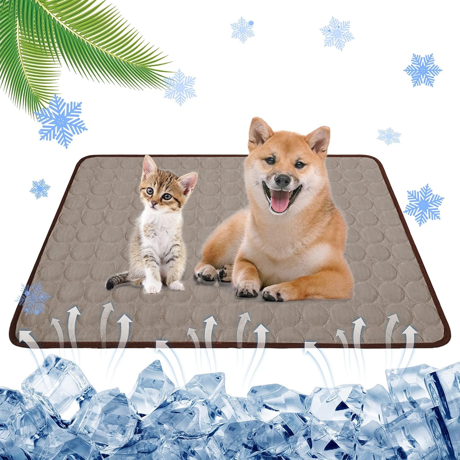 Dog Cooling Mat, Cooling Mat for Dogs and Cats, Portable & Washable Summer Self Cooling Pads, Super Absorbent Ice Pet Cool Pad (22IN28IN, Coffee)