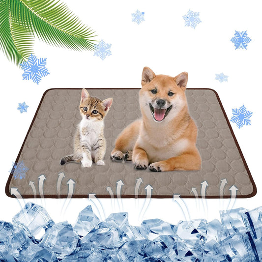 Dog Cooling Mat, Cooling Mat for Dogs and Cats, Portable & Washable Summer Self Cooling Pads, Super Absorbent Ice Pet Cool Pad (22IN28IN, Coffee)