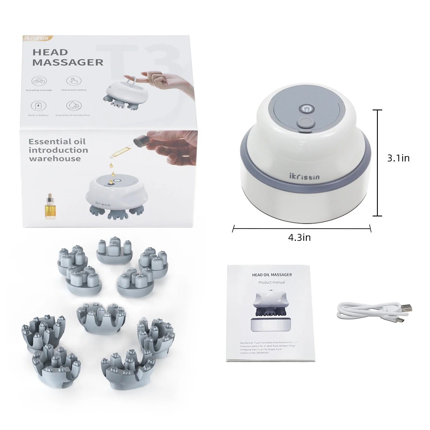 Pet Massager for Dogs and Cats, Cordless Scalp Massager Hair Growth, 10 Body Massage Replaced Head, Gifts for Mom, Dad and Friends