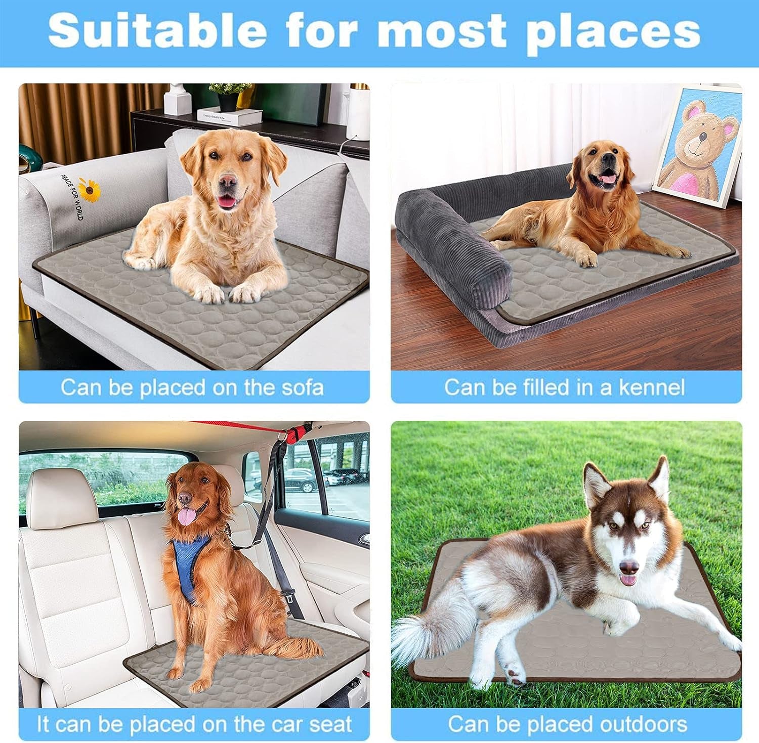 Dog Cooling Mat, Cooling Mat for Dogs and Cats, Portable & Washable Summer Self Cooling Pads, Super Absorbent Ice Pet Cool Pad (22IN28IN, Coffee)